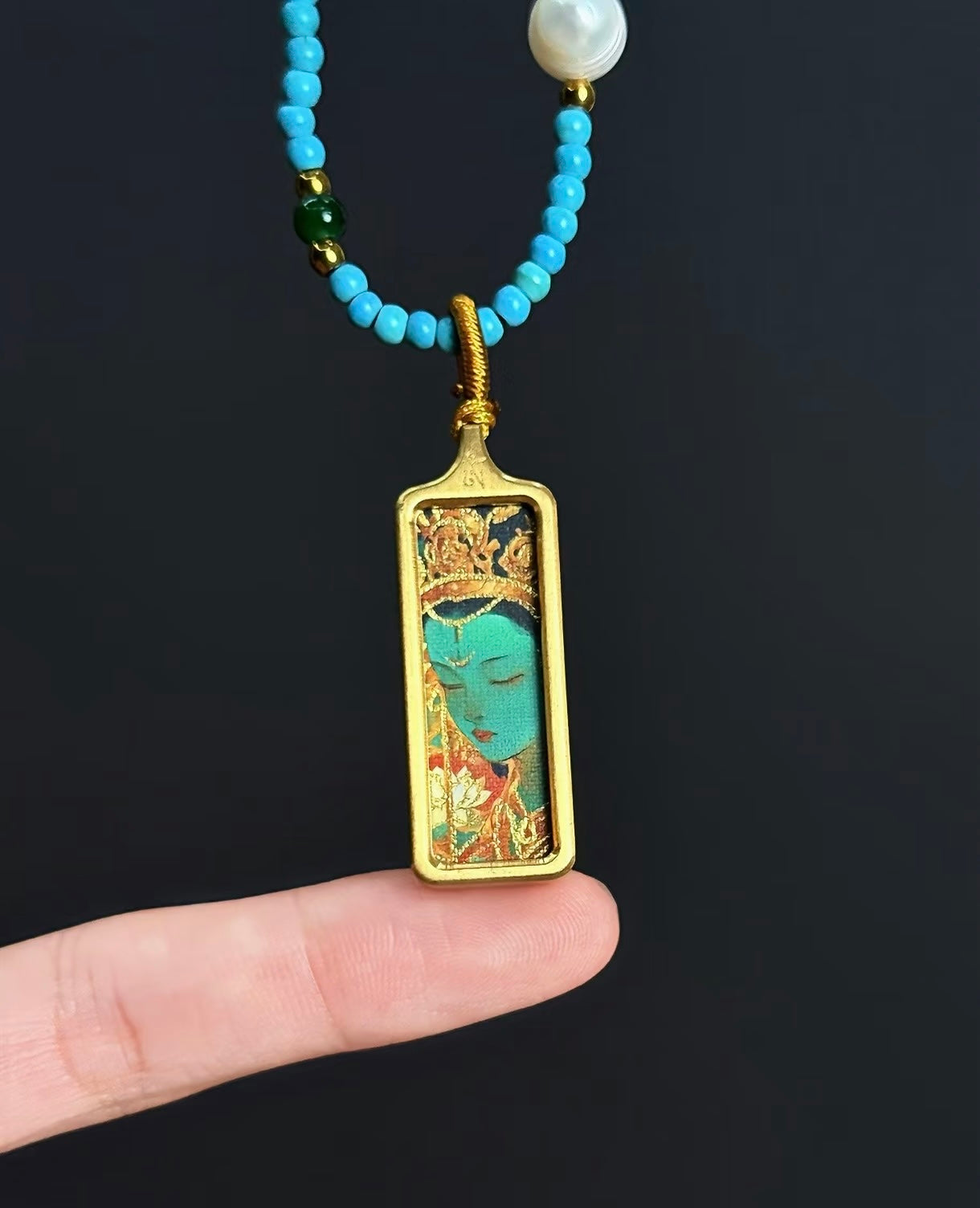 Tibetan Hand-Painted Thangka Necklace