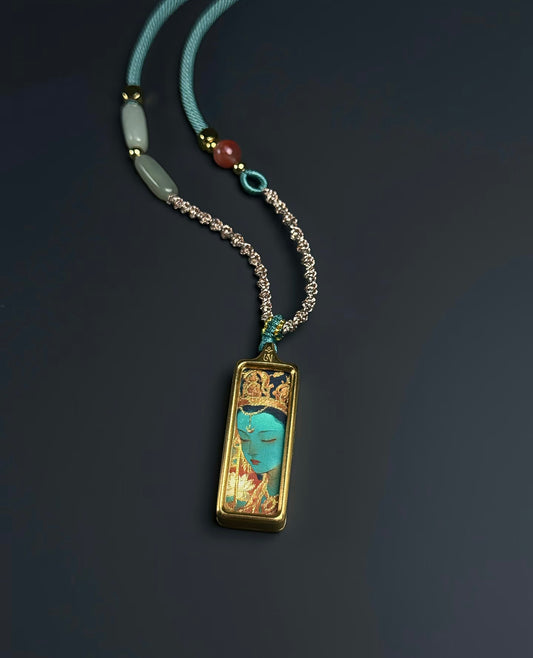Tibetan Hand-Painted Thangka Necklace