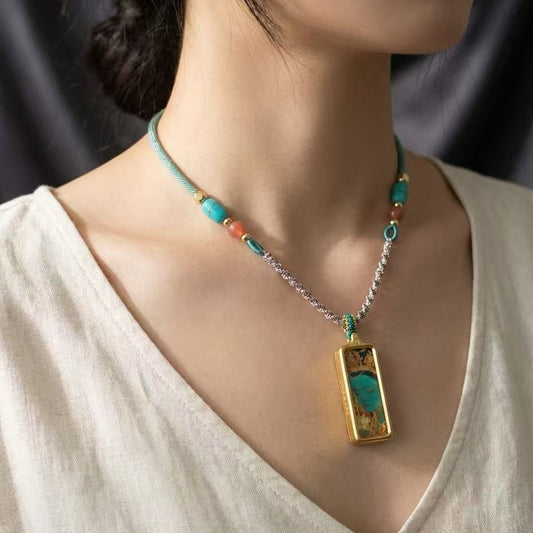 Tibetan Hand-Painted Thangka Necklace